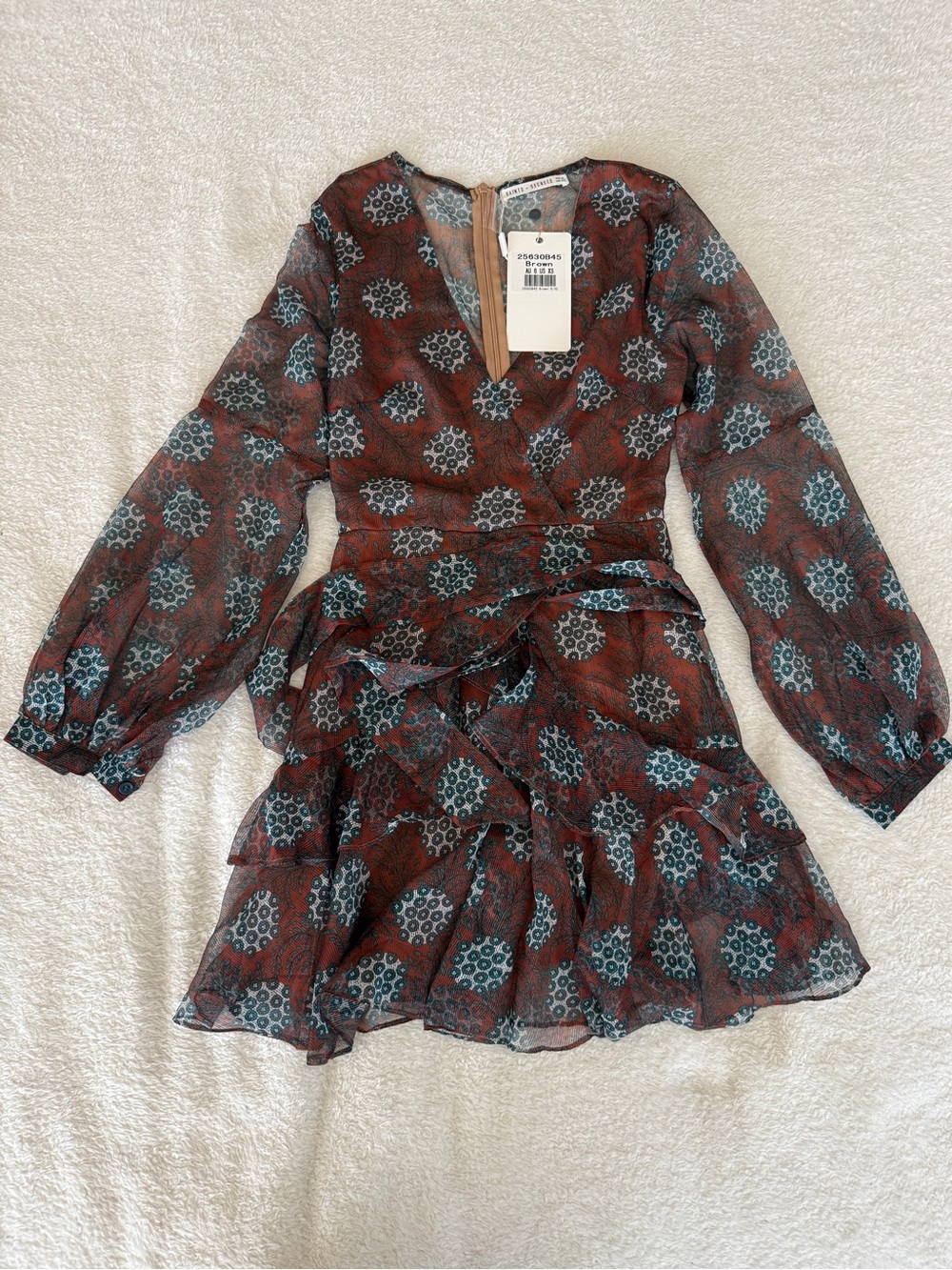 Brown & Teal Floral Dress